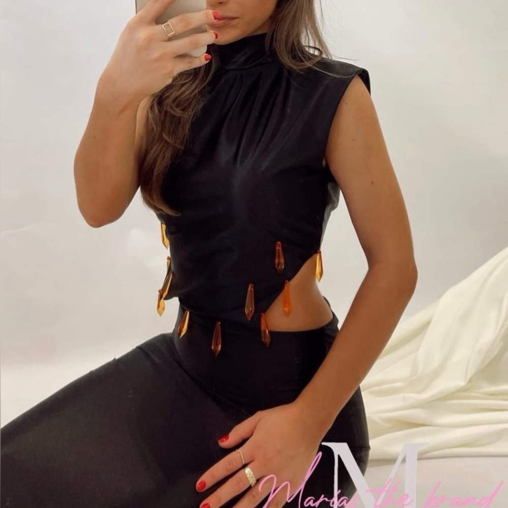 Black Backless Bodycon Dress with Tie Front